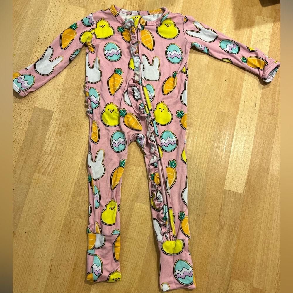 Little pajama co. Easter convertible bamboo pajamas. Size 3-6 months.